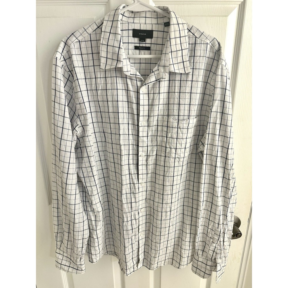 Men's Vince Button Down Long Sleeve Plaid Xl Shirt